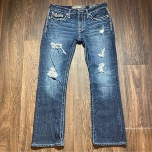 BKE Denim Aiden 30R X 27 Dark Wash Thick Stitch Mens Blue Jeans